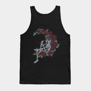 Dark skeleton rose moon Tank Top